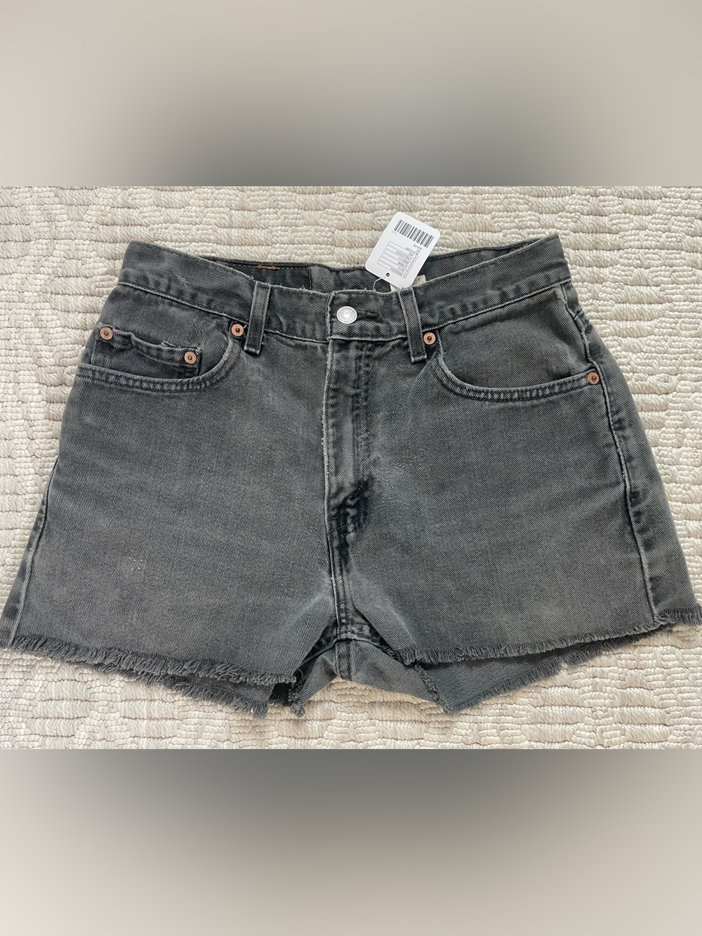 Levi's Black Washed Denim Jean Cut-Off Shorts